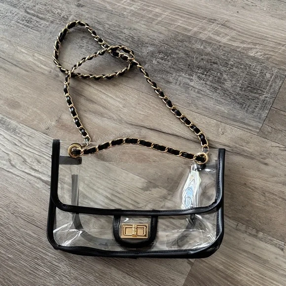 Transparent Black Trim Women Bag - Picture 1 of 1
